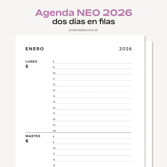 Producto - AGENDA NEO 2026 (dos días en filas)