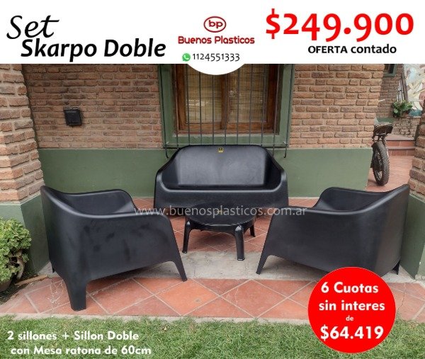 Producto - Set 2 skarpo negros + doble + mesa mascardi