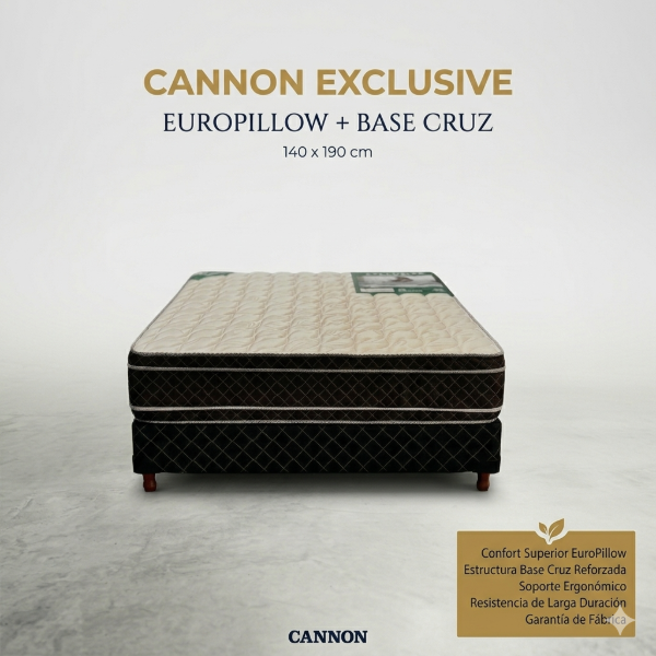 Producto - CONJUNTO CANNON EXCLUSIVE 140x190x29 EUROPILLOW + BASE CRUZ