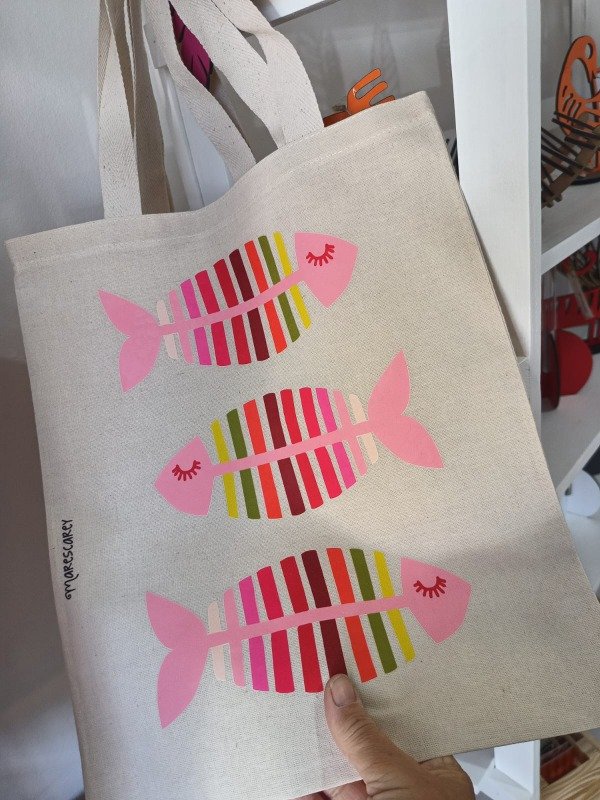 Producto - Tote bag Pecesitas / Rosa solft / 30x35 cm