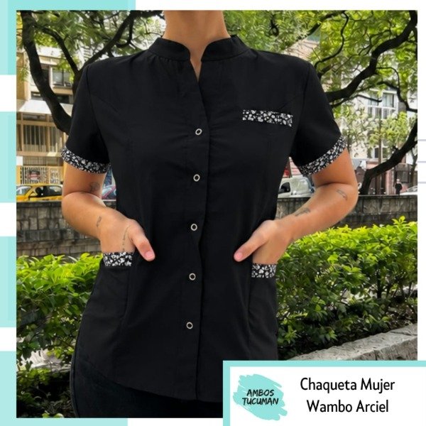 Producto - Chaqueta Wambo Negra detalle Flores Arciel