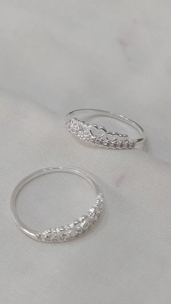 Producto - Anillo de Plata 925 Tiara cubics y corazones