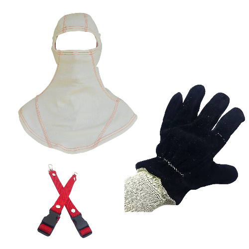 Producto - Capucha Ignifuga Inforest EuroXV Blanca + Guantes para Incendio