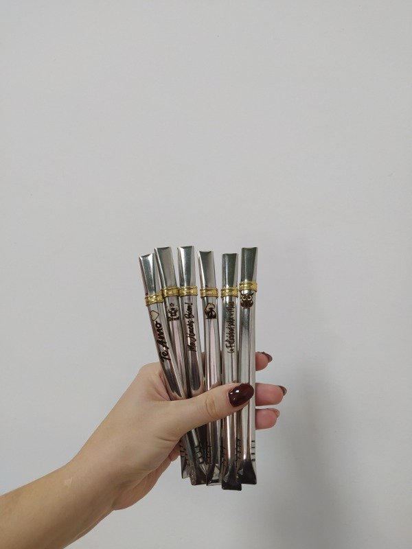 Producto - Bombillas chatas grabadas acero inoxidable