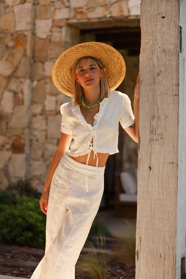 Producto - The high rise linen pants white / Pantalón tiro alto