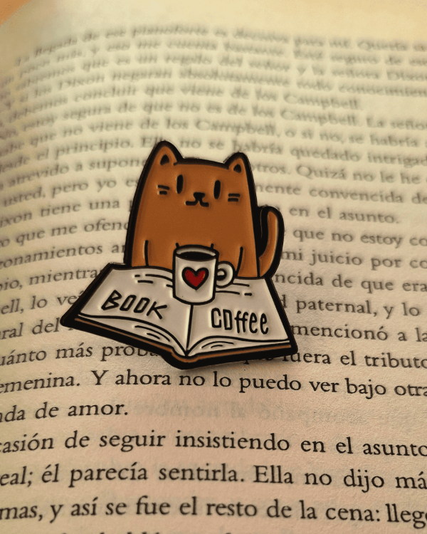 Producto - Pin "Cat, Book and Coffe"