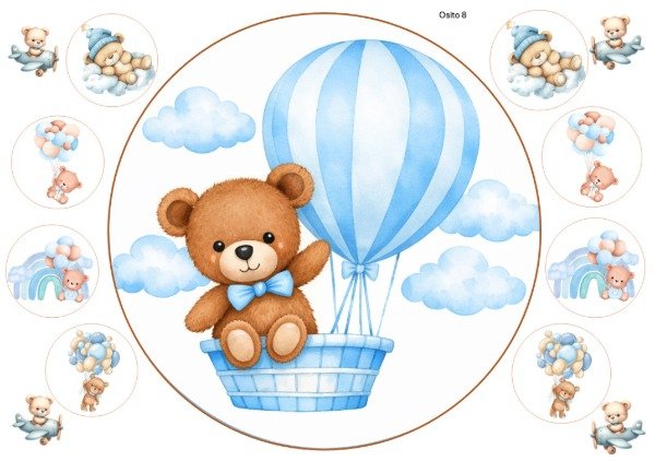 Producto - LAMINA OSITO CELESTE 8 REDONDA