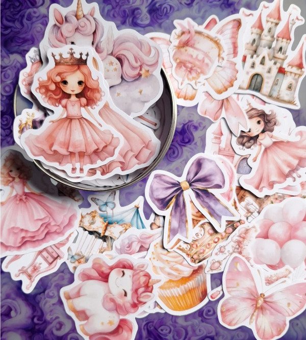 Producto - Lata de stickers Princesas y castillos Grande