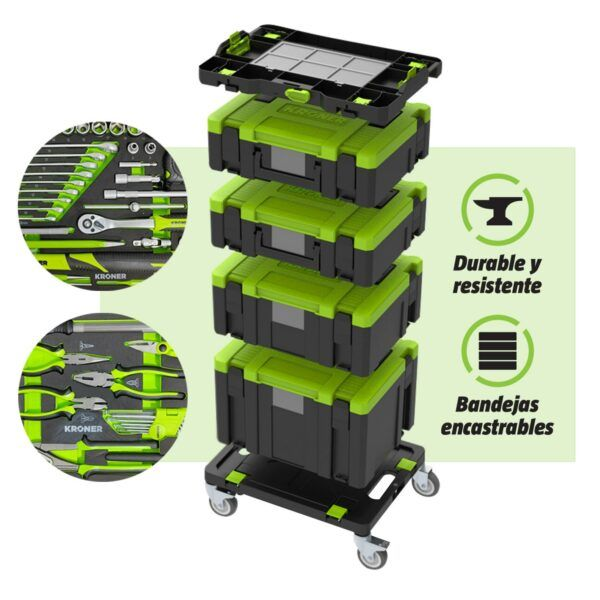 Producto - H123 Carro Herramientas 111 Piezas Taller Apilable Multinivel c/ruedas