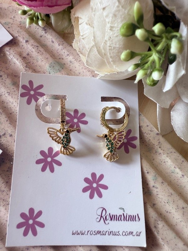 Producto - Argollitas colibrí verde