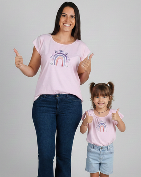 Producto - Remera de Algodón Rosa - Arcoíris - 0