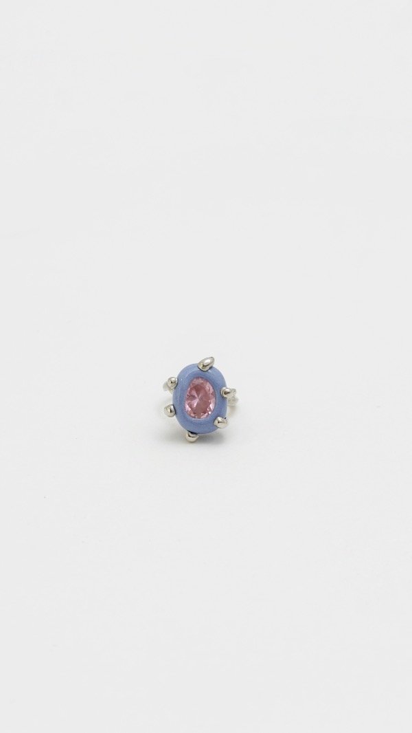 Producto - Anillo celeste con piedra rosa (plateado) - 0