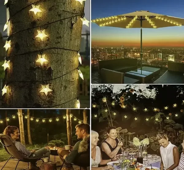 Producto - Guirnalda Luces Solar Estrella 80Led 10Mts Luz Cálida - 3