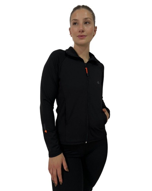 Producto - CAMPERA TERMICA EBEL LYCRA PREMIUM - Negro/Naranja fluo