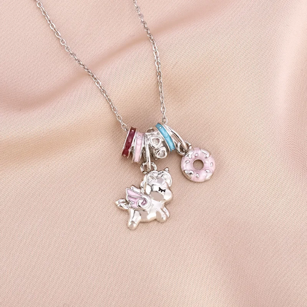 Producto - Collar con dijes Unicornio Plateado - 0