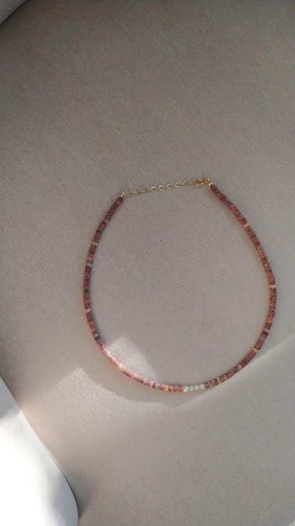Producto - Collar tubo bauxita y perlas de río