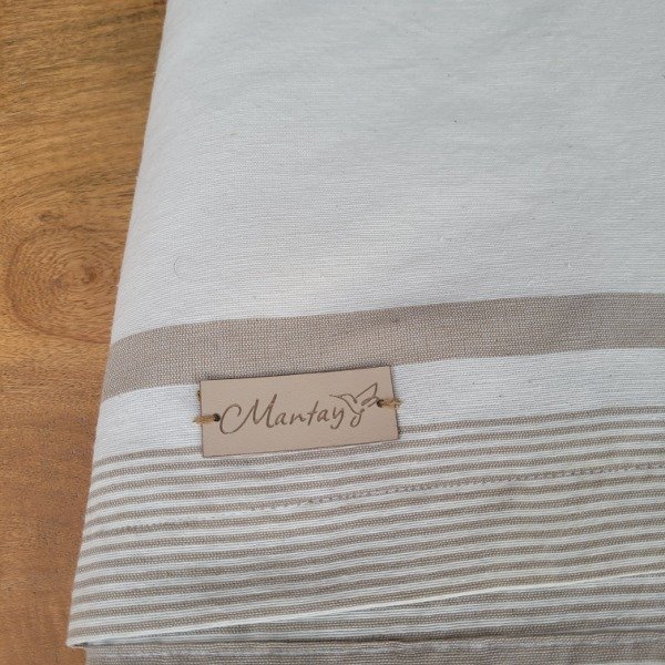 Producto - MANTEL DE TUSOR NATURAL CON RAYAS CHOCOLATE