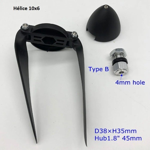 Producto - HÉLICE PLEGABLE 10X6 CONO 38MM EJE 4MM