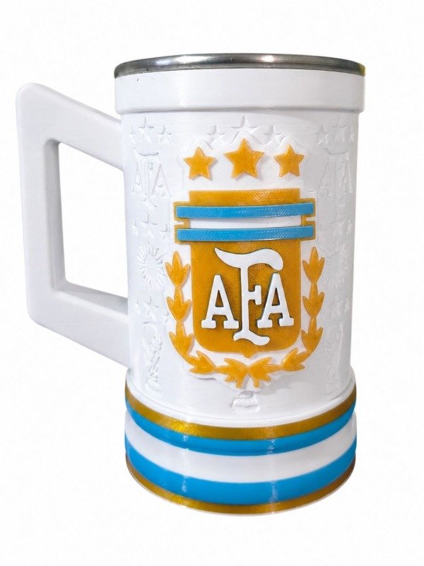 Producto - Jarra Argentina Campeones 600cc Blanca Doble diseño AFA + 78-86-22