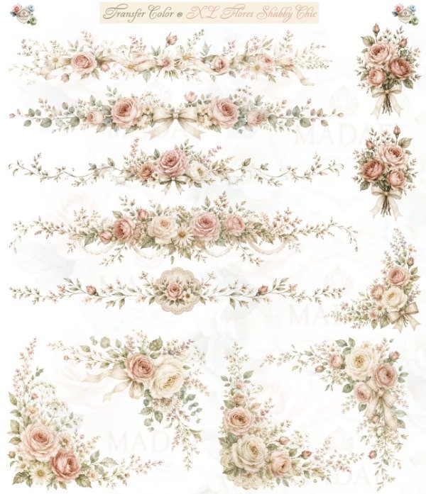 Producto - TRANSFER COLOR XL "FLORES SHABBY CHIC"