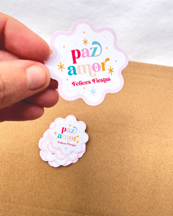 Producto - Etiquetas Paz  Amor Diseño Digital para Emprendedoras