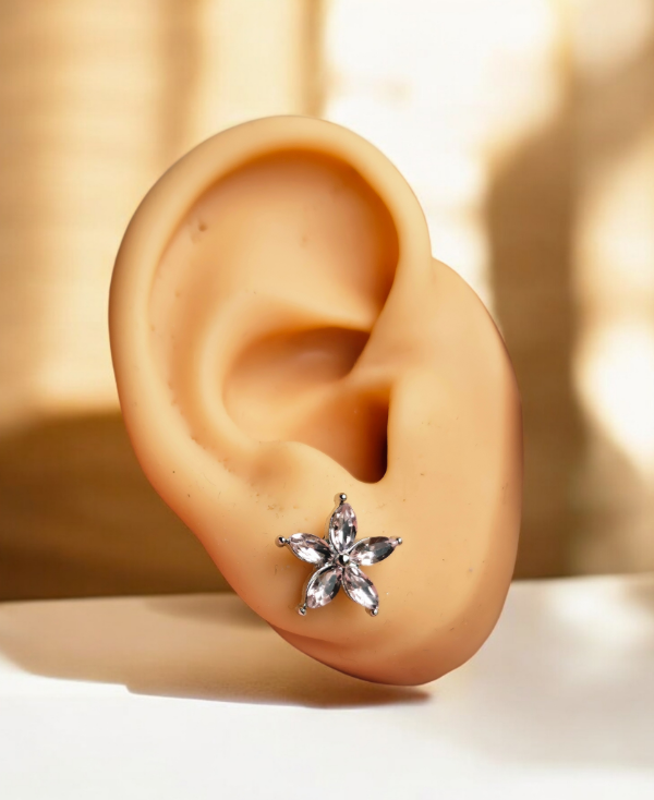 Producto - Aros pasante flor rosa