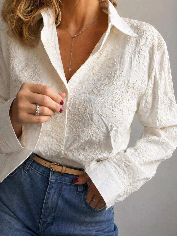 Producto - Camisa bordada crema y natural - 0