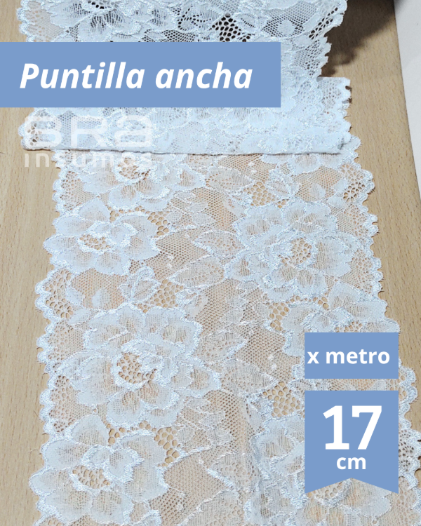 Producto - [P24] Puntilla Elastizada 17 cm - Blanco (x Metro) - 1
