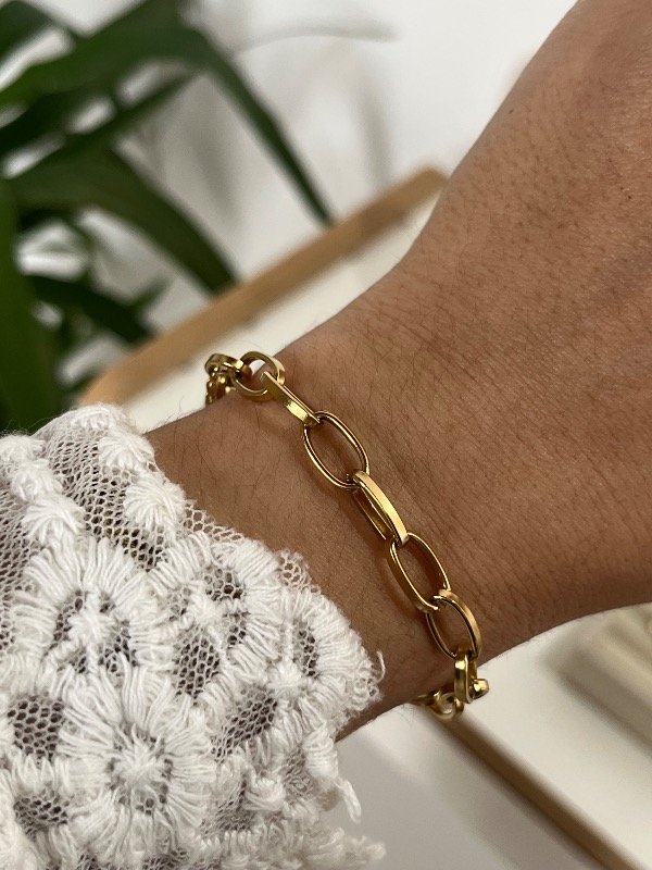 Producto - Pulsera eslabones acero dorado