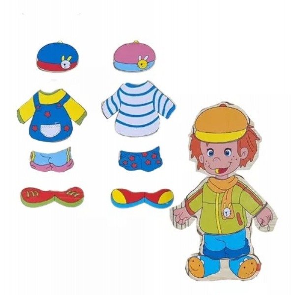 Producto - Rompecabezas Encastre Didáctico de Madera  Vestir y Cambiar Ropa