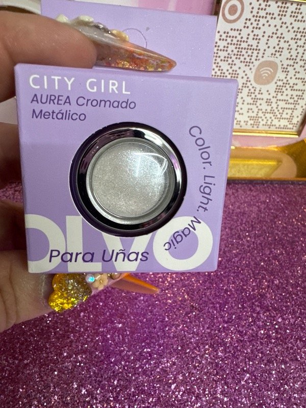 Producto - Polvo cromado metalico aurora blanco