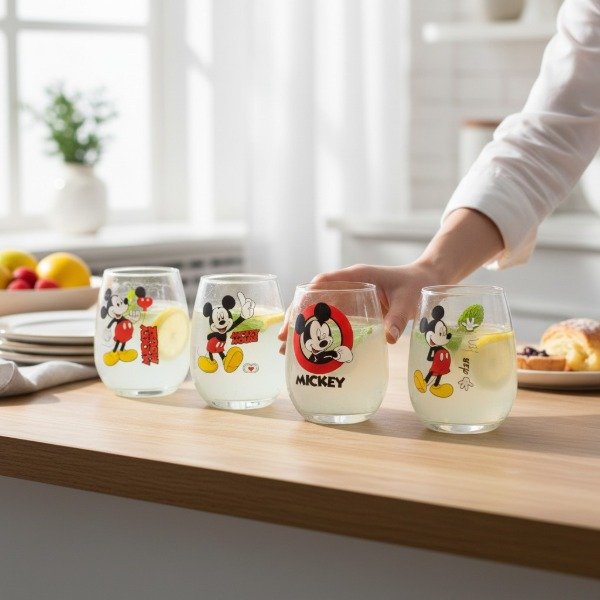 Producto - NUEVO SET DE 4 COPONES MICKEY VITRIFICADOS DE 500ML EN CAJA - 0