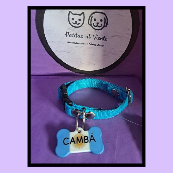Producto - Conjunto Id. SUBLIMADO "MUNDIAL" (Collar Regulable Liso + Chapita Id.)