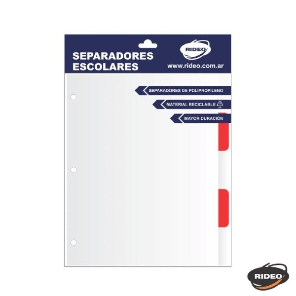 Producto - Separador escolar Rideo 5 pos. Rojo y Blanco