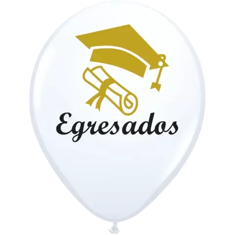 Producto - Globos egresados blanco -dorado x5