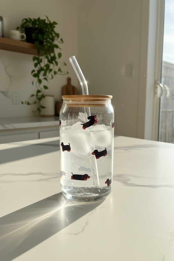 Producto - VASO Y SORBETE DE VIDRIO CON TAPA DE BAMBÚ 480ml - 12