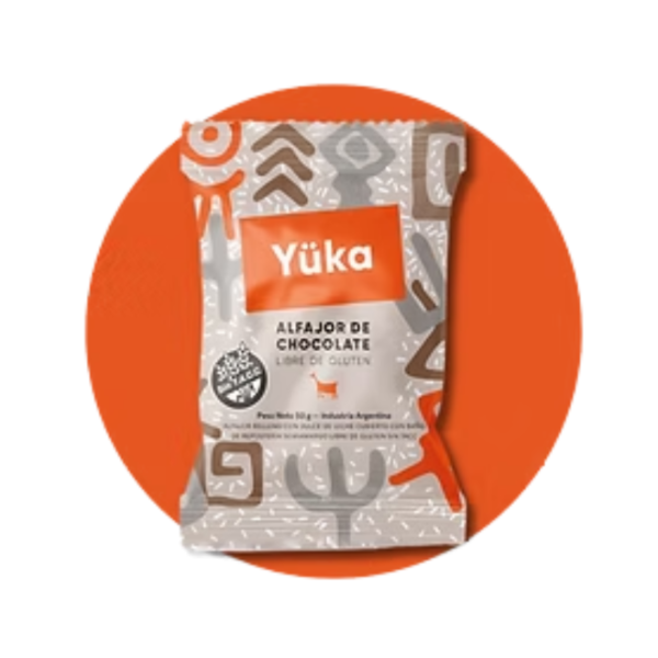 Producto - YÜKA ALFAJOR CHOCOLATE NEGRO X 50 GR X6 UNIDADES