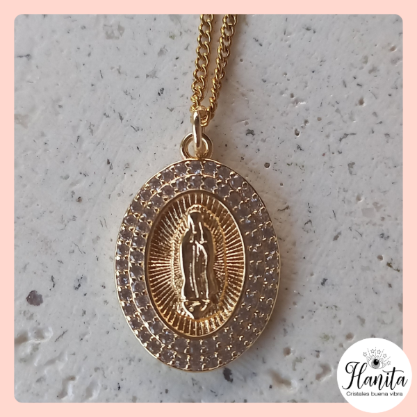 Producto - Medalla Virgen de Guadalupe en oro laminado con circones