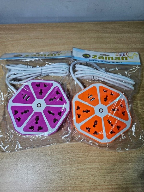 Producto - Zapatilla 5 Tomas Con Usb Tipo Naranja Gajo