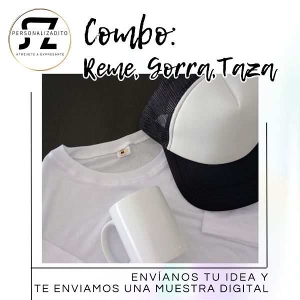Producto - Combo Remera, Gorra y taza personalizadas