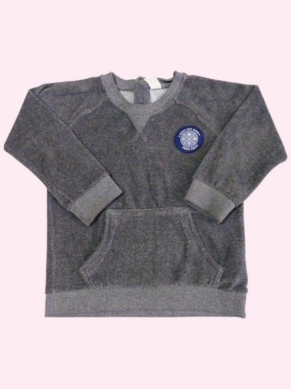 Producto - Buzo plush gris claro con estampa azul Cheeky 18/24 meses