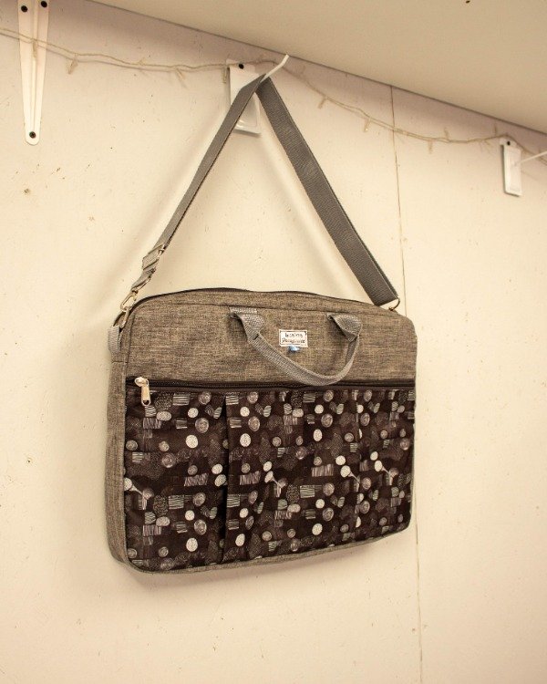 Producto - Funda tipo MALETIN gris melange y estampado
