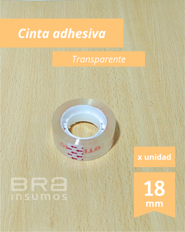Producto - Cinta adhesiva transparente 18 mm x 25 metros (x unidad)