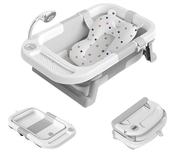 Producto - Bañera plegable bebé con control de temperatura y red acolchada
