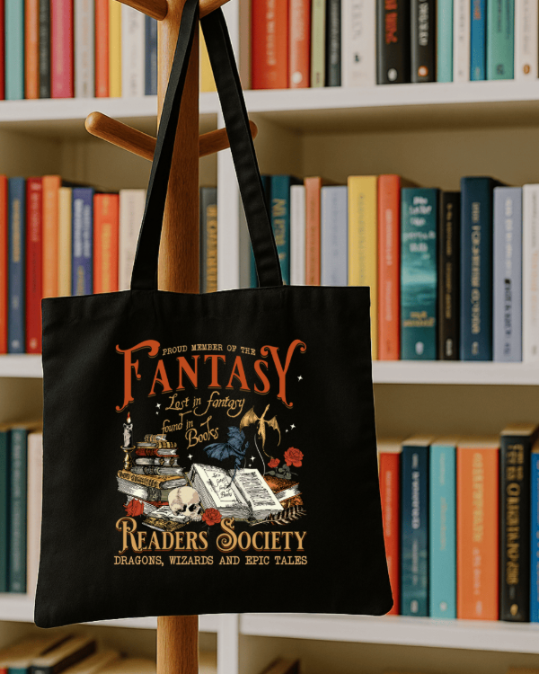 Producto - Tote bag / "Fantasy Readers Society" gabardina negra