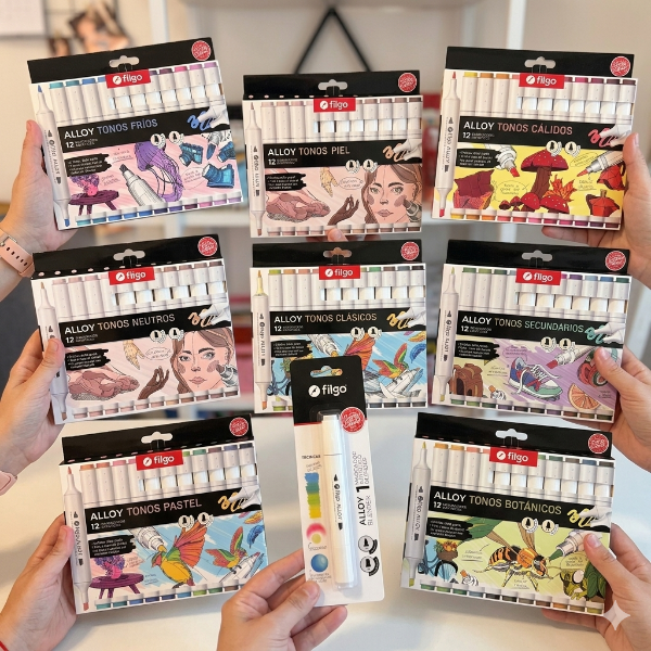 Producto - Kit de 8 cajas de marcadores Filgo Alloy + blender de regalo