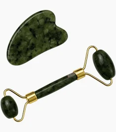 Producto - Piedra de Guasha jade y rodillo masajeador