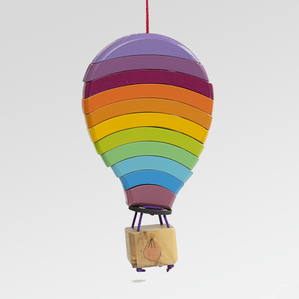 Producto - Globo Aerostático de Enhebrado Arcoíris - 35 cm - Juguete Waldorf