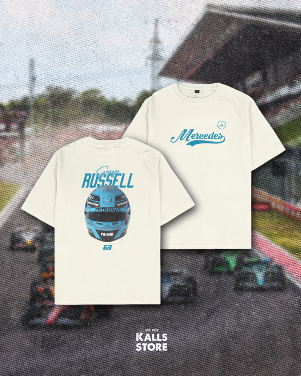 Producto - Remera oversize cremita George Russell #helmet