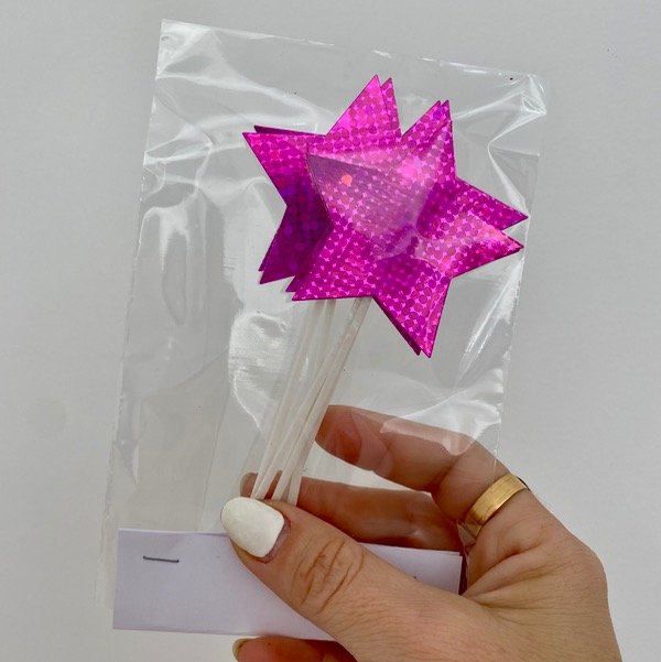Producto - CAKE TOPPER ESTRELLAS FUCSIA TORNASOLADO X 6 UNIDADES